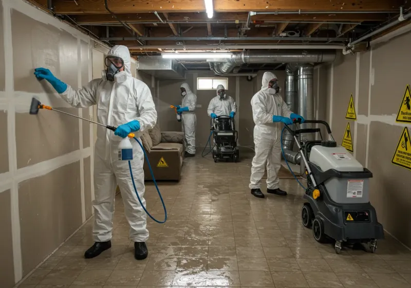 Basement Moisture Removal and Structural Drying process in Randolph, MA